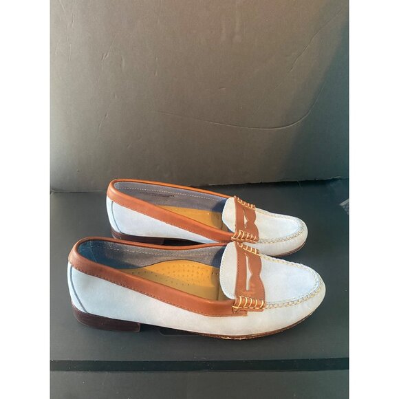 G.H. Bass Weejuns Light Blue Suede and Brown Leather Loafer 9 - Picture 2 of 7